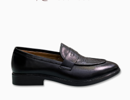 GIÀY NAM PENNY LOAFER MŨI HOẠ TIẾN VÂN ĐAN NỔI MÀU ĐEN