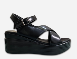 SANDAL ĐẾ XUỒNG QUAI ĐAN CHÉO BẢN TO MÀU ĐEN