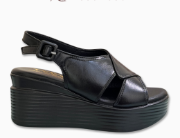 SANDAL ĐẾ XUỒNG QUAI CHÉO BẢN TO MÀU ĐEN