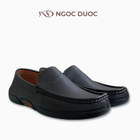 GIÀY LƯỜI NAM NGỌC ĐƯỢC ĐẾ ÂM VIỀN CHỈ NỔI MÀU ĐEN