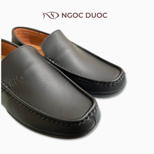 GIÀY LƯỜI NAM NGỌC ĐƯỢC ĐẾ ÂM VIỀN CHỈ NỔI MÀU ĐEN