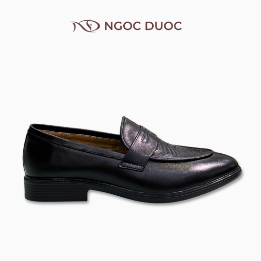 GIÀY NAM PENNY LOAFER MŨI HOẠ TIẾN VÂN ĐAN NỔI MÀU ĐEN