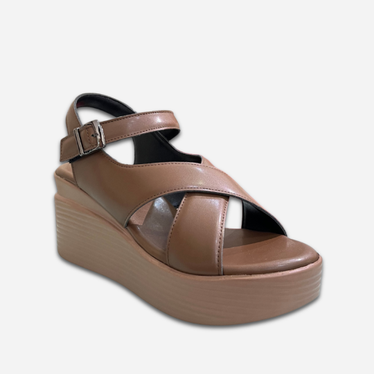 SANDAL ĐẾ XUỒNG QUAI ĐAN CHÉO MÀU NÂU
