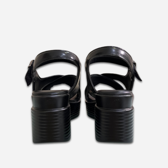 SANDAL ĐẾ XUỒNG QUAI ĐAN CHÉO BẢN TO MÀU ĐEN