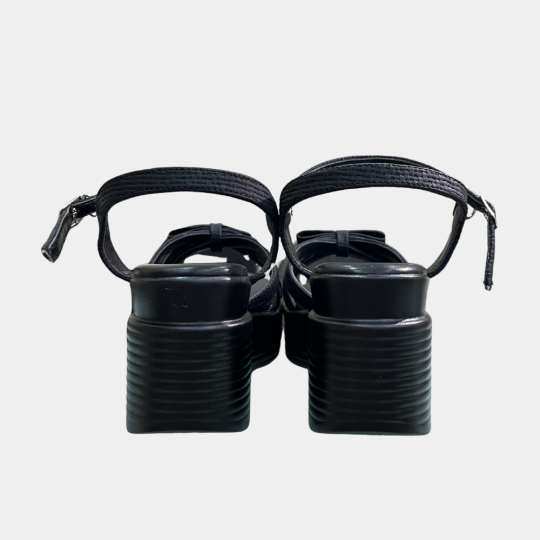 SANDAL ĐẾ ĐÚC QUAI DỆT NƠ MÀU ĐEN