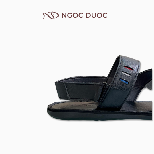 SANDAL NAM DA BÒ ĐẾ BẰNG MÀU ĐEN QUAI CHÉO
