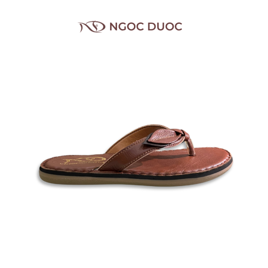 DÉP KẸP ĐẾ BỆT QUAI HÌNH CHIẾC LÁ - MÀU NÂU BÒ
