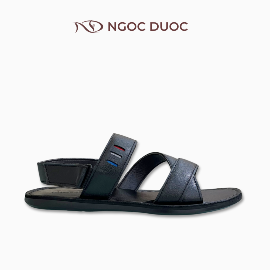 SANDAL NAM DA BÒ ĐẾ BẰNG MÀU ĐEN QUAI CHÉO