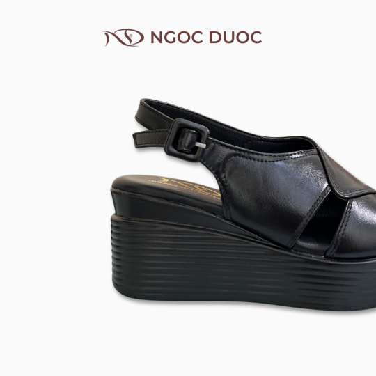 SANDAL ĐẾ XUỒNG QUAI CHÉO BẢN TO MÀU ĐEN