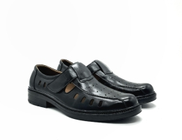 GIÀY RỌ NGỌC ĐƯỢC DA BÒ ĐẾ BẰNG - MÀU ĐEN