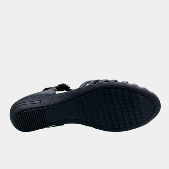 GIÀY RỌ KHOÁ GÀI ĐẾ CAO 3CM MÀU ĐEN